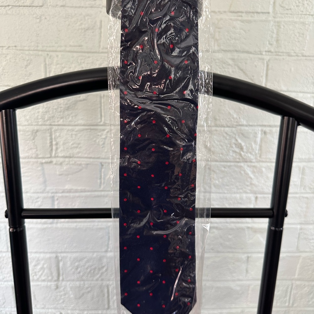 Brooks Brothers Dark Blue Tie with Red Dots